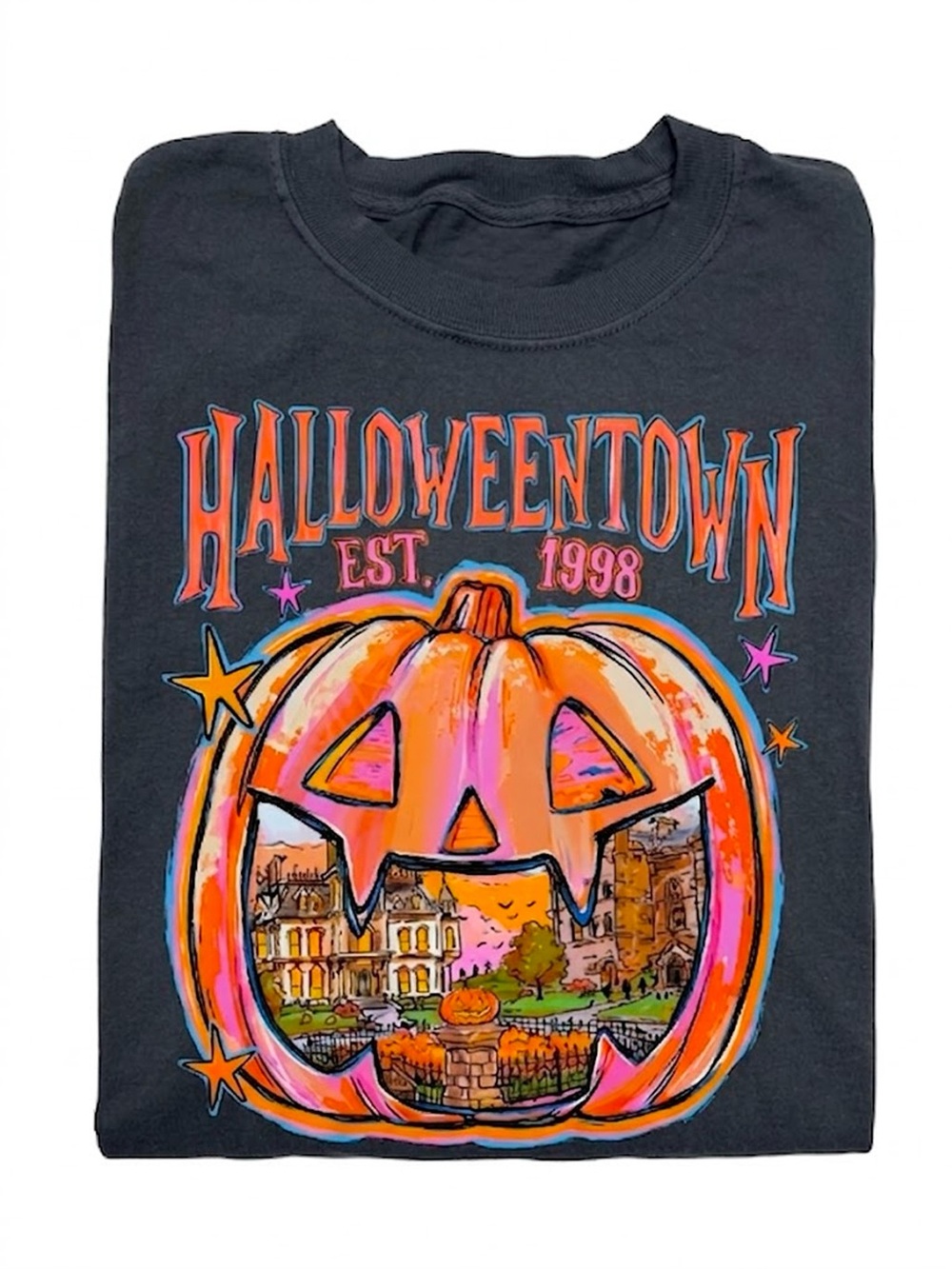 Retro Halloweentown Est 1998 Pumpkin Town Black Crewneck Sweatshirt